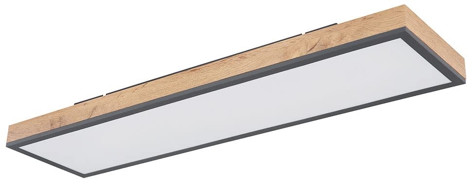 etc-shop Designleuchte Deckenleuchte Deckenlampe Wohnzimmerleuchte Küche, Holzoptik weiß opal graphit, 1x LED 24 Watt 1500 Lumen warmweiß, HxLxB 6,5x80x20 cm