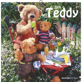 Neumann Teddy 2026 - Broschürenkalender 30x30 cm (30x60 geöffnet) - Kalender mit Platz für Notizen - Bildkalender - Wandkalender - mit herausnehmbarem Poster