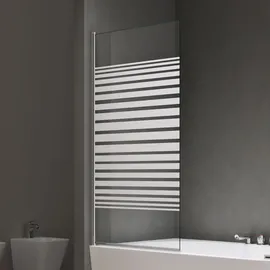 SoGood doporro Badewannenaufsatz Design-Duschwand für Badewanne 80x140cm chrom Duschabtrennung ESG-Sicherheitsglas in Milchglas Streifen inkl. Nano-beschichtung Badewannenfaltwand Cortona201MS - Silber