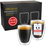 Creano PREMIUM doppelwandige Trinkgläser 250ml - 2er Set - OHNE versiegeltes LOCH deshalb Gastronomie Qualität - 100% Spülmaschinenfest - WELTNEUHEIT