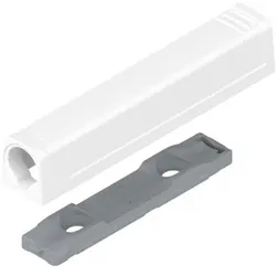 TIP-ON Adapterplatte für Türen, Langversion, gerade, Schrauben, seidenweiss