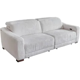 KAWOLA Sofa KIANA 3-Sitzer Funktionssofa Kopfstütze verstellbar Cord cremeweiß