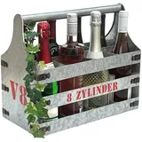 DanDiBo Ambiente Weinträger Metall mit Öffner 42 x 33 x 20 cm Silber