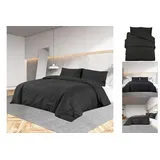 vidaXL Bettwäsche-Set Schwarz 200 x 200 cm + 2 x 80 x 80 cm