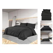 vidaXL Bettwäsche-Set Schwarz 200 x 200 cm + 2 x 80 x 80 cm
