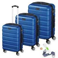 veska Hartschalenkoffer Kofferset 3 teilig mit TSA Zahlenschloss 4 Rollen ABS-Hartschale, Reisekoffer Trolley Rollkoffer Koffer - königsblau - Blau