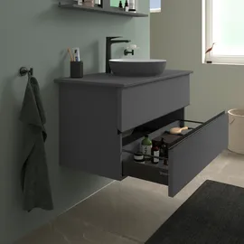 Duravit Sivida Konsolenwaschtischunterbau, 2 Schubkästen, Griffleiste Diamantschwarz Matt, 1045x475x548mm, SV46590BD490000,