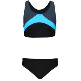Aquarti Sport Bikini Racerback Bustier & Bikinislip Blau/Schwarz 134