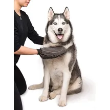 beeztees Dirty Dog Grooming Mitt Fellpflege grau L