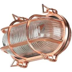 Licht-Erlebnisse Wandaußenleuchte Messing Riffelglas IP64 in Kupfer E27 Maritime Wandlampe Außen Schiffslampe Haus Eingang Balkon SKIATHOS, LE89256