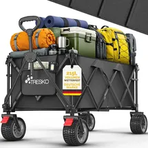 TRESKO Bollerwagen faltbar 215L mit Bremse schwarz