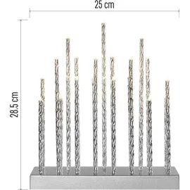 EMOS LED Kerzenständer mit 19 Kerzen, silbern Glanzeffekt, Batteriebetrieben 3X AA, Innenbereich IP20, 6/18h Timer-Funktion, 28, 5 x 25 cm, DCAW02, Silber