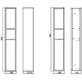 EMCO Asis 150 Hochschrank 96 x 16,8 cm Schwarz