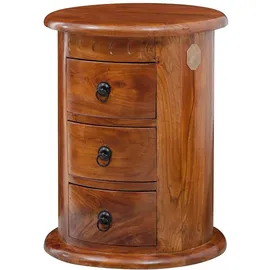 Massivmoebel24 Nachttisch rund Akazie 42x42x55 honig lackiert OXFORD #0337