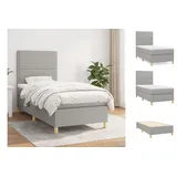 vidaXL Boxspringbett mit Matratze Hellgrau 80x200 cm Stoff