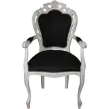 Casa Padrino Barock Luxus Esszimmer Stuhl mit Armlehnen Schwarz / Antik Weiss - Designer Stuhl - Luxus Qualität