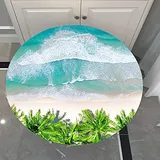 Morbuy Rund Tischdecke Elastisch, 3D Landschaft Drucken Rund Tischdecken Wasserdicht Lotuseffekt Abwaschbar Abwischbar Tischtuch für Dekoration Küchentisch Garten Outdoor (100cm,Kokosnussbaum)