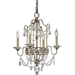 Kronleuchter Hängelampe Deckenleuchte Kristalle Glas Gold-Silber D 41,3cm Luster