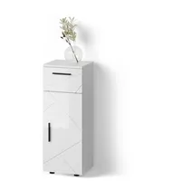 Livinity® Midischrank, Weiß Hochglanz, Weiß, 3 Fächer, 1 Schubladen,