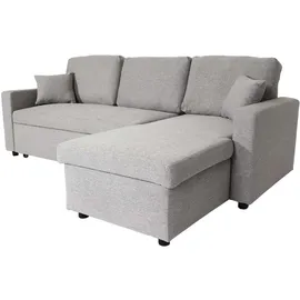 Mendler Ecksofa mit Bettkasten HWC-L17, Couch Sofa L-Form, Liegefläche Nosagfederung 228cm ~ grau