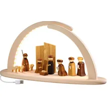 Seiffener Volkskunst LED Schwibbogen Christi Geburt 42 x 21 x 13 cm
