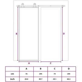 vidaXL Schiebetür rechts 76 x 205 cm weiß