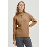 Oxmo OXRita 21800080-ME Pullover mit Reißverschluss-Kragen in Beige |