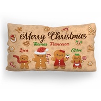 Ferocity Weihnachtskissen mit Füllung Großes Kissen mit Namen Personalisieren zum Weihnachten 60x40 cm Mehrfarbig Pattern Weihnachten Lebkuchen [091]