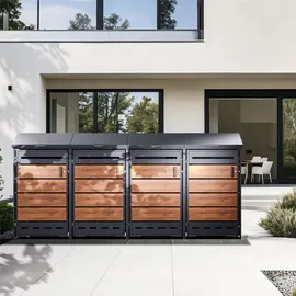 RS Trade Mülltonnenbox 4er 240 L  Holzoptik