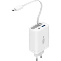 Ansmann USB Ladegerät 30W - USB C & A Schnelllader Integriertes Kabel