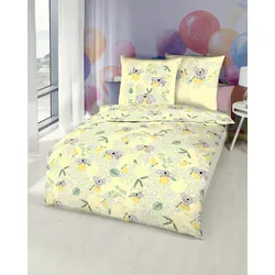 Kinderbettwäsche KAEPPEL "Koalas", gelb, B/L: 135cm x 200cm, , Renforcé, B/L: 80cm x 80cm, Renforcu00e9, Obermaterial: 100% Baumwolle, Bettwäsche, angenehm wärmend