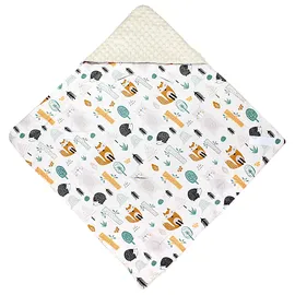 TupTam Baby Winter Einschlagdecke für Babyschale Wattiert Minky Baumwolle Universal, Farbe: Hellbraun/Wald beige, Größe: Einheitsgröße