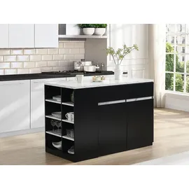 vente-unique Kücheninsel Meili 130 x 90 x 65 cm Schwarz/Weiß