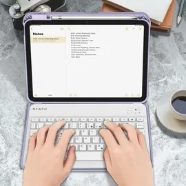 Fintie Tastatur Hülle für iPad 10. Generation 2022 (10.9 Zoll), Schutzhülle mit TPU Rückschale, Pencil Halter und magnetisch abnehmbarer Tastatur mit QWERTZ Layout, Violett