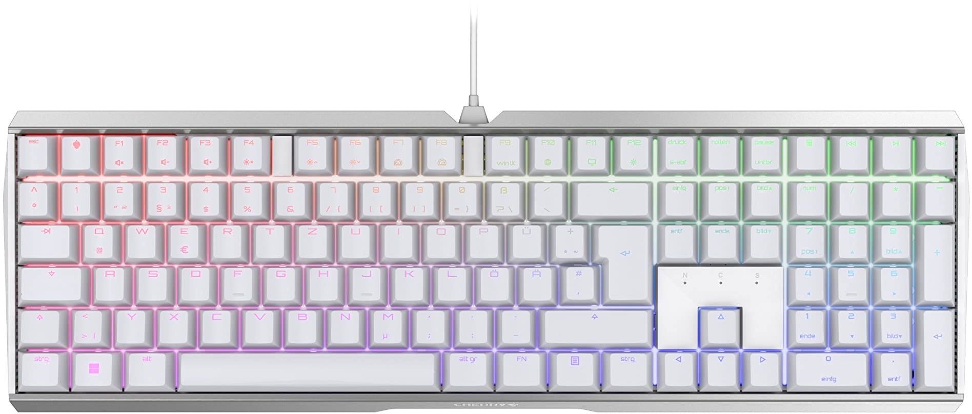 CHERRY MX BOARD 3.0 S, kabelgebundene Gaming-Tastatur mit RGB-Beleuchtung, Deutsches Layout (QWERTZ), MX BLACK Switches, Weiß
