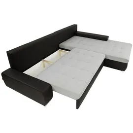 Mirjan24 Ecksofa Orkan, Elegante Polsterecke, Schlaffunktion und Bettkasten, Eckcouch vom Hersteller (Farbe: Rico 12) - Grau