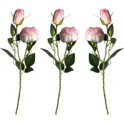 Layba Künstliche Rosen 3er Set Zartrosa 55cm – Sanfte und Stilvolle Dekoration für Feine Anlässe