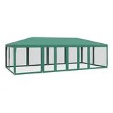 vidaXL Partyzelt, Pavillon mit 12 Mesh-Seitenteilen, Gartenpavillon für Party Hochzeit, Festzelt Gartenzelt Eisengestell Wasserfest UV-beständig, Grün 8x4m HDPE