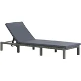 Sonnenliege mit Auflage Poly Rattan Anthrazit