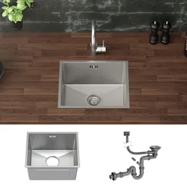 ML-Design Spülbecken Edelstahl 34x40 cm Rechteckig, 1 Becken Klein mit Ab- und Überlaufgarnitur, Einzelbecken mit Siphon,