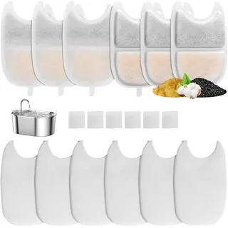 Dryxog 6 Packung Katzenbrunnen Filter Ersatz, für 4L Trinkbrunnen Filter Katzenbrunnen für Dreifacher Filtration Haustier Wasser Brunnen Schwammfilter, Automatischen Trinkbrunnen