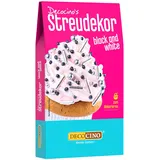 DECOCINO Black and White 40 g, süße Zuckerstreusel in schwarz-weißer Farbkombination, Streudekor für Partys, Mottopartys, Geburtstage und Feiern, für Torten, Kuchen und Cupcakes