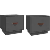 vidaXL Nachttische 2 Stk. Grau 40x34x35 cm Massivholz Kiefer