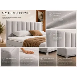 Best For Home Boxspringbett Trinity K-10 mit Bettkasten & Topper, Bonellfederkern H3, 200x200 cm, Silber – Modernes Komfortbett - Silber