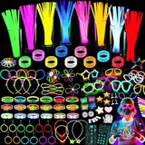 Slmeno Knicklichter Party Set - 150 Leuchtstäbe 8 Farben, mit 197 Verbinder für Armreifen Brillen Ohrringe, Ultrahelle Knicklichter Kinder/Erwachsene für Halloween Deko Silvester Geburtstag Party