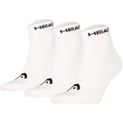 HEAD Unisex Quarter Socken, 3er Pack - Elements All Sport Quarter, Logo, einfarbig Weiß 39-42