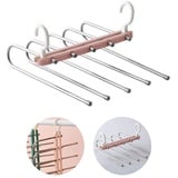 Hosenbügel Platzsparend Mehrfach, 5 In 1 Hosenbügel,Kleiderbügel Hosen aus Edelstahl Ausziehbar, Faltbare Multi Bügel, Magischer Aufhänger, Schrank kleiderbügelhalte