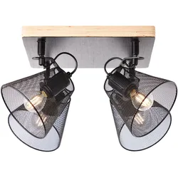 BRILLIANT Deckenstrahler "Whole", schwarz (schwarz, holzfarbend), H: 20cm, Lampen, 4flg schwarz/holzfarbend
