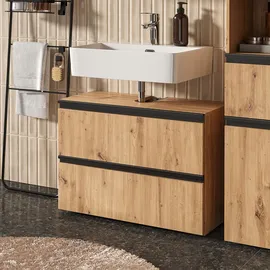 Vicco Waschbeckenunterschrank Torren 2 Schubladen 80 x 58 x 35 cm Braun