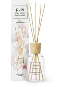 PURE ROOM EDITION Raumduft Rose & Sandelwood, Frisches Raumparfum für ein sommerliches Ambiente mit blumiger Note, 250 ml - Duftdiffuser